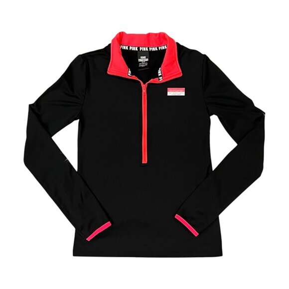 VS Pink Ultimate Half Zip Pullover Jacket, Small, Black/Pink, EUC! - Picture 1 of 6